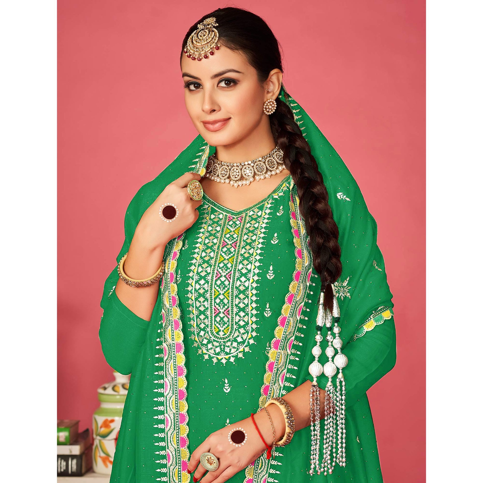 green-floral-embroidered-vichitra-silk-dress-material-7