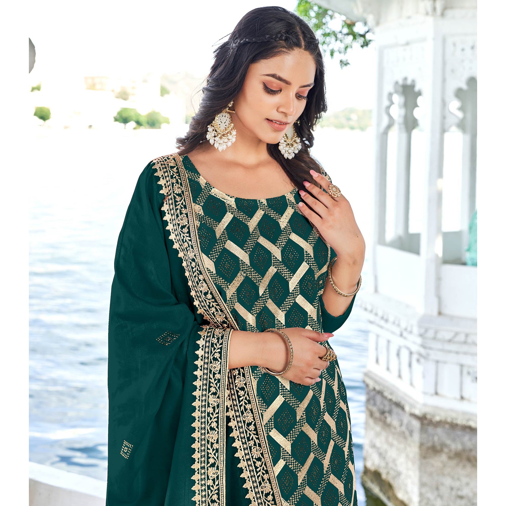 green-embroidered-with-swarovski-vichitra-silk-dress-material
