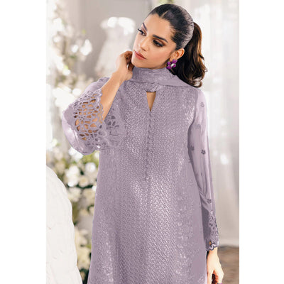 Dusty Purple Sequins Embroidered Georgette Dress Material