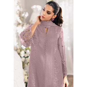 Misty Rose Pink Sequins Embroidered Georgette Dress Material