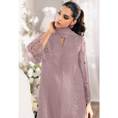 Misty Rose Pink Sequins Embroidered Georgette Dress Material