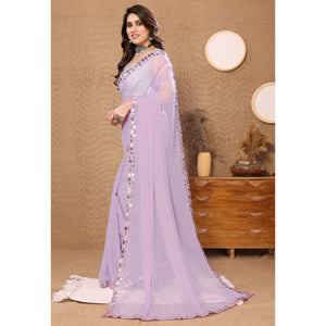 Light Lavender Embroidered Butti Work Georgette Saree