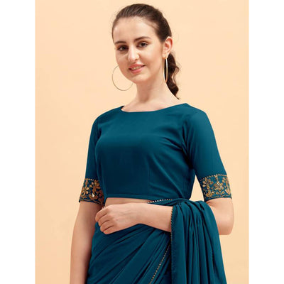 Morpich Solid Georgette Saree With Belt