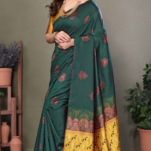 green-floral-woven-banarasi-silk-saree-8