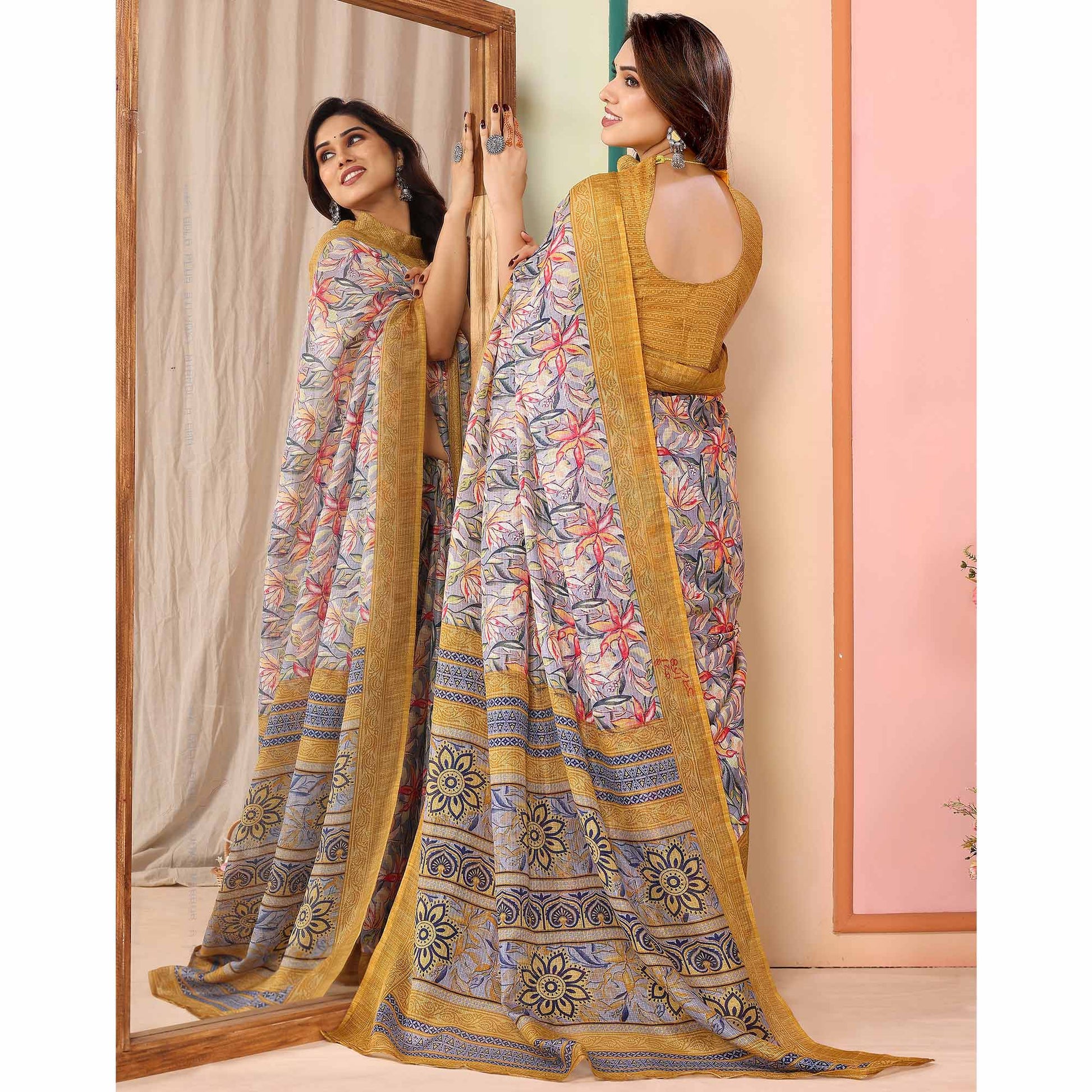 grey-mustard-floral-printed-kota-doria-saree