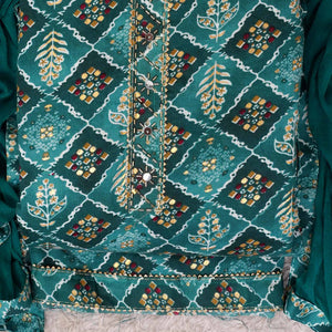Morpich Foil Printed With Handwork Cotton Blend Dress Material