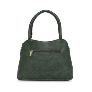 Bottle Green Women Vegan Leather Handbag With Belt