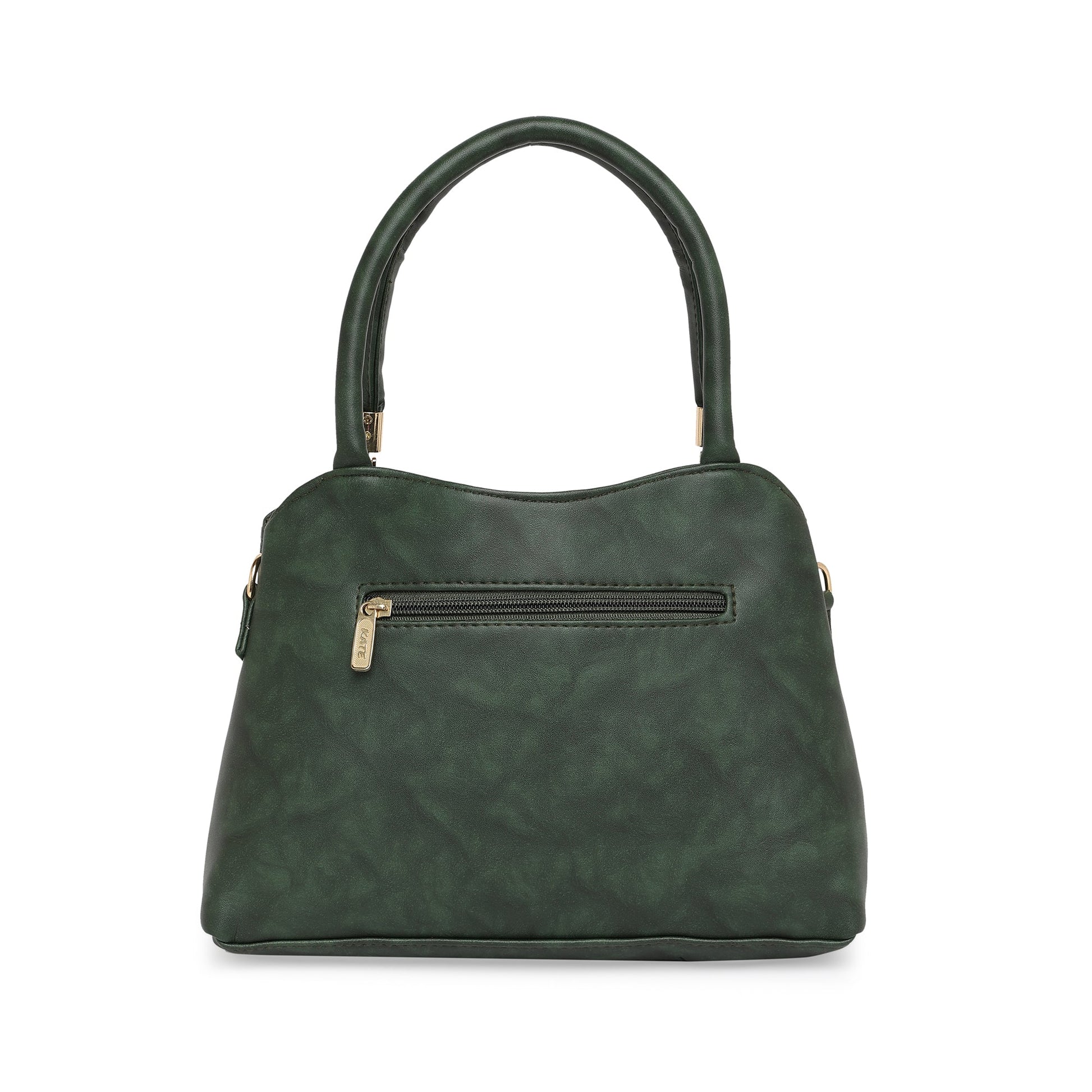 Bottle Green Women Vegan Leather Handbag With Belt