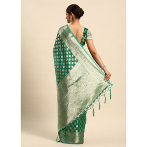 green-woven-organza-silk-saree-with-tassels-2