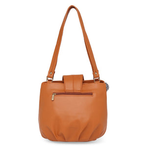 Brown Women Vegan Leather Handbag With Belt