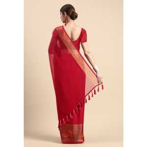 Magenta Purple Embroidered With Swarovski Work Viscose Saree