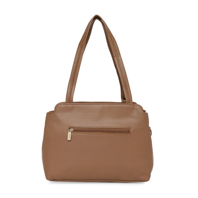 Brown Women Vegan Leather Handbag With Belt
