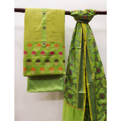 green-floral-woven-banarasi-silk-dress-material-1