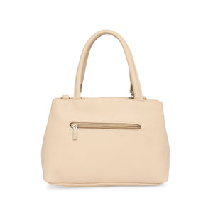 Cream Women Vegan Leather Handbag With Belt