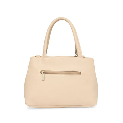 Cream Women Vegan Leather Handbag With Belt