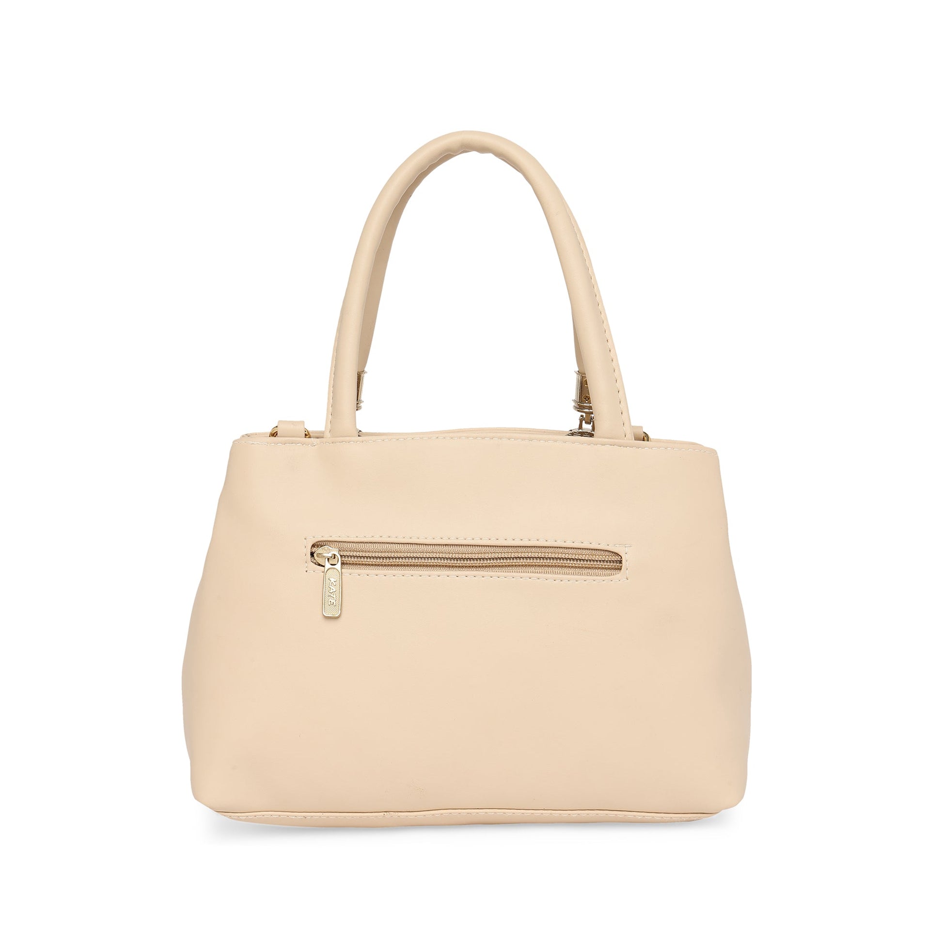 Cream Women Vegan Leather Handbag With Belt