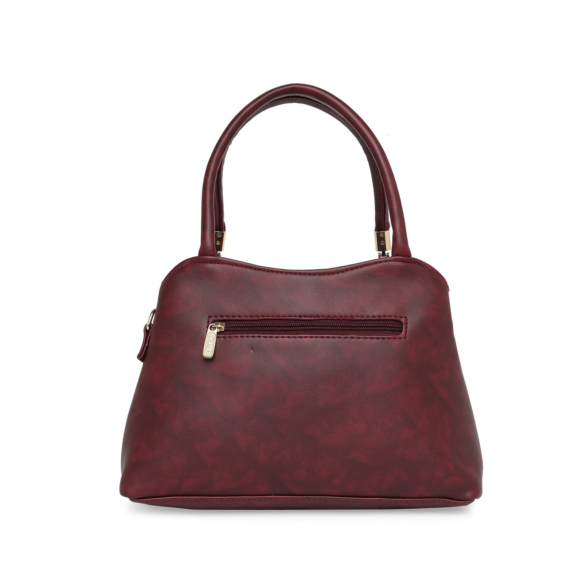 Maroon Women Vegan Leather Handbag With Belt