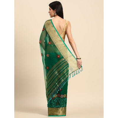 green-floral-embroidered-organza-saree-5