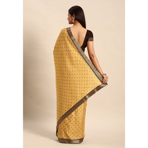 Chikoo Printed Vichitra Silk Saree