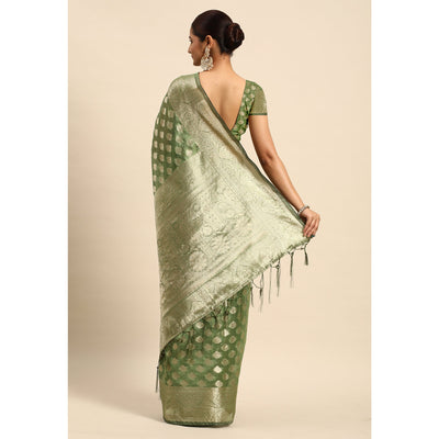green-woven-organza-silk-saree-with-tassels-1