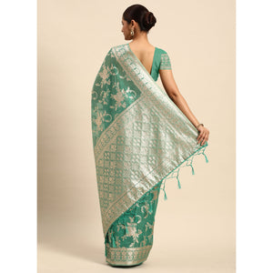 green-floral-woven-organza-silk-saree-with-tassels