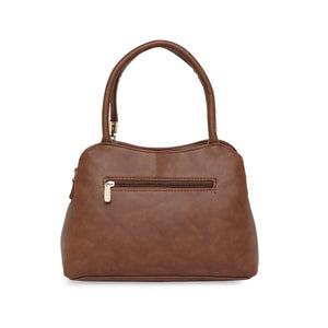 Brown Women Vegan Leather Handbag With Belt