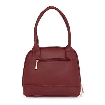 Maroon Women Vegan Leather Handbag With Belt
