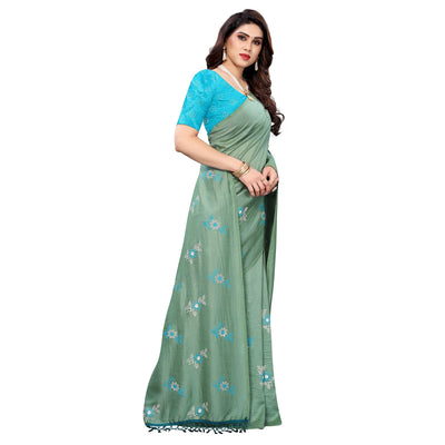 Mehendi Green Casual Wear Printed Silk Saree