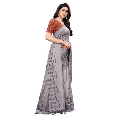 grey-casual-wear-printed-vichitra-silk-saree-120270