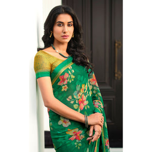 green-floral-printed-georgette-saree-6