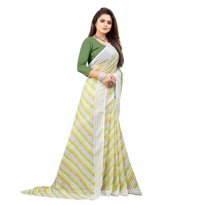 green-striped-printed-georgette-saree