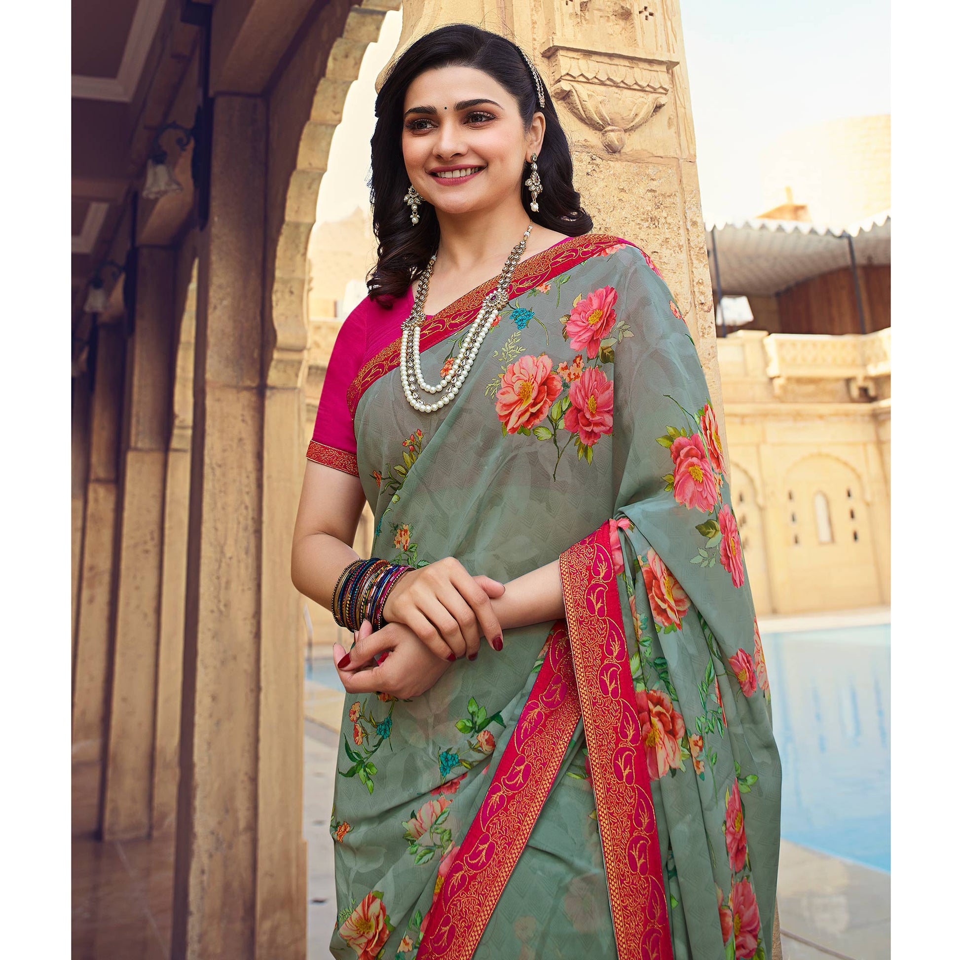 grey-floral-printed-georgette-saree-8