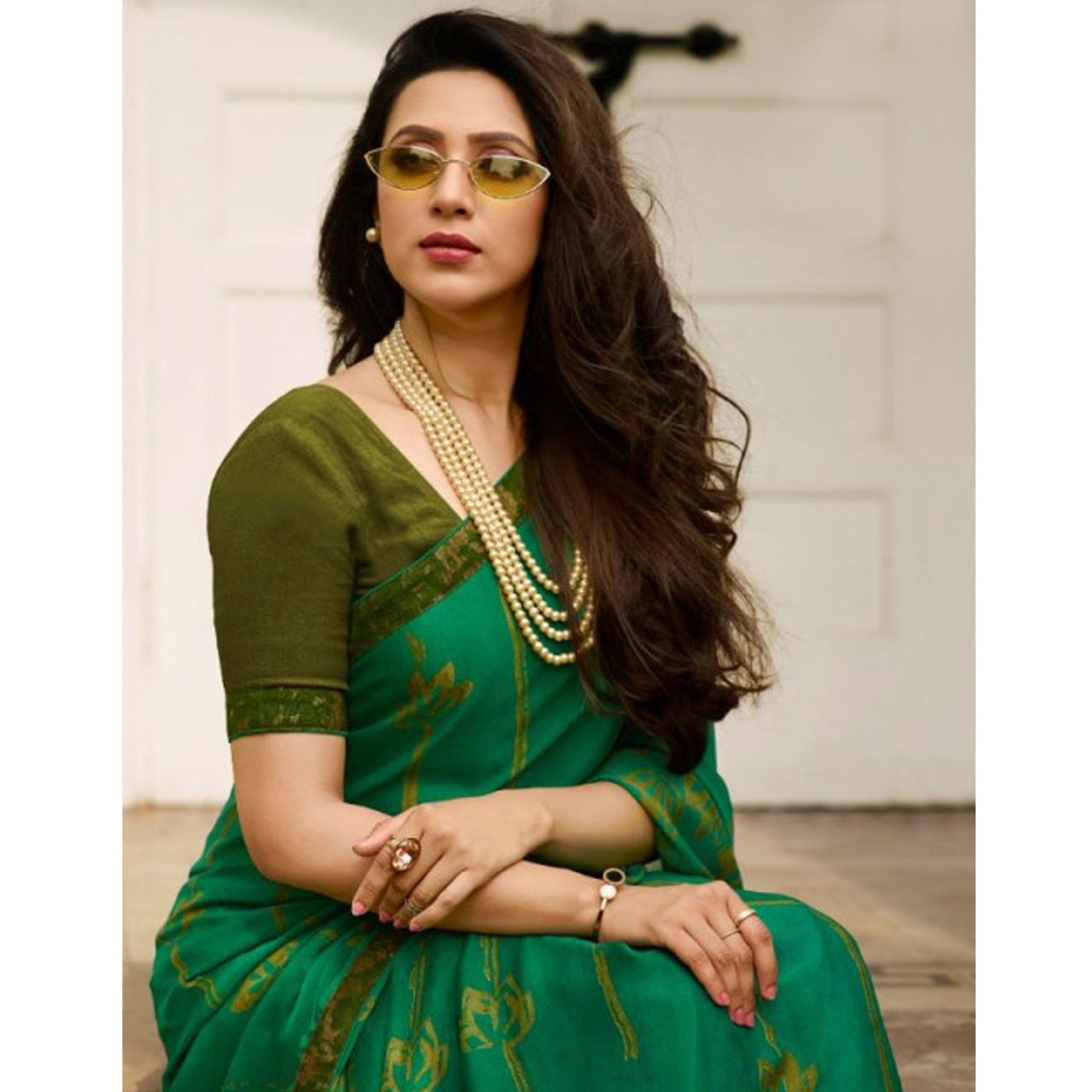 green-printed-art-silk-saree-with-lace-border