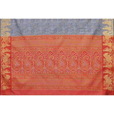 Grey Woven Banarasi Silk Saree