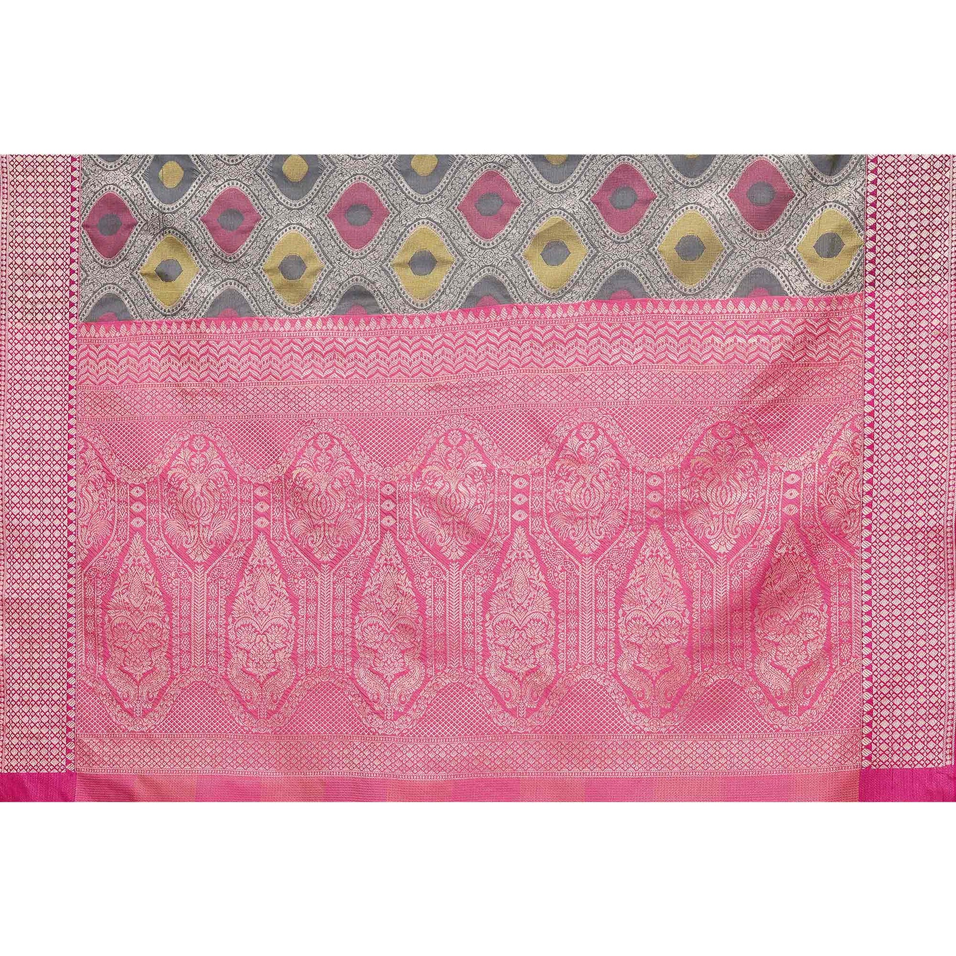 Grey Woven Banarasi Silk Saree