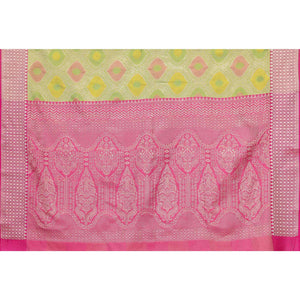 Lemon Green Woven Banarasi Silk Saree