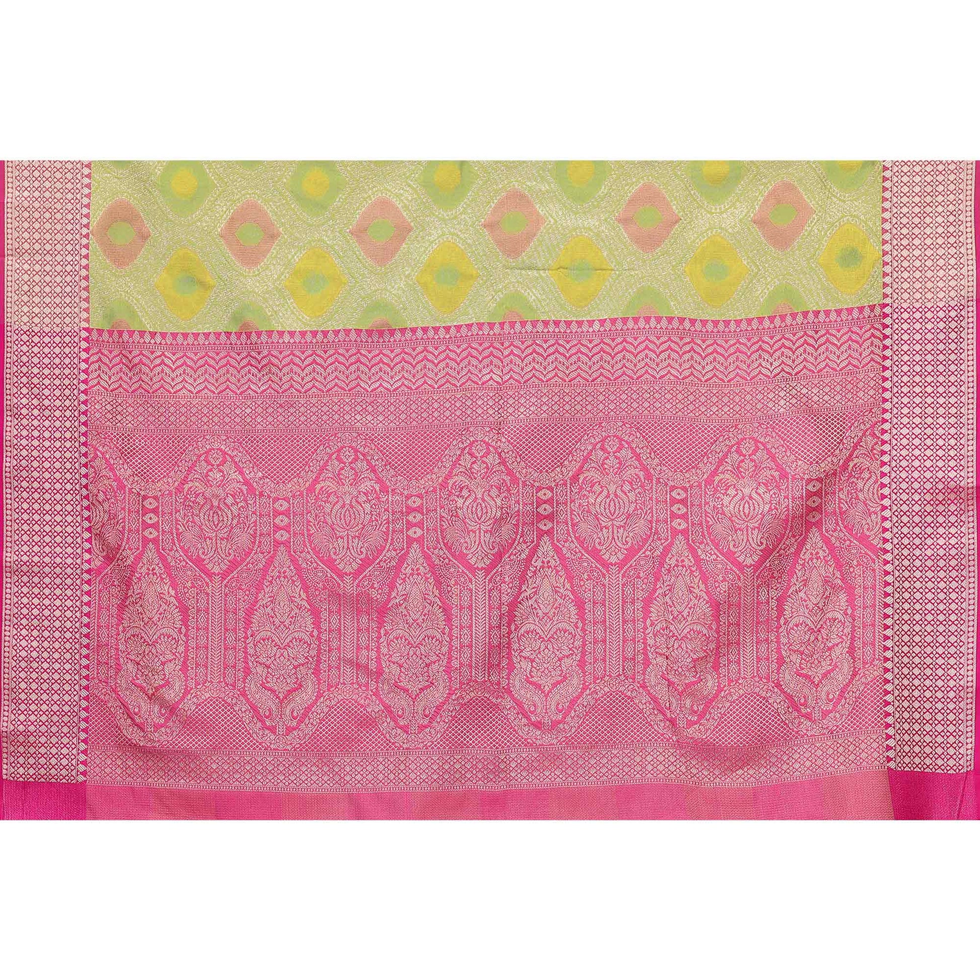 Lemon Green Woven Banarasi Silk Saree