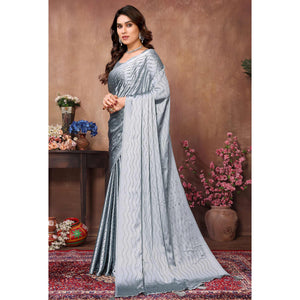 grey-mukaish-work-satin-saree-with-tassels