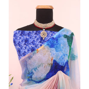 Multicolor Digital Printed Georgette Saree