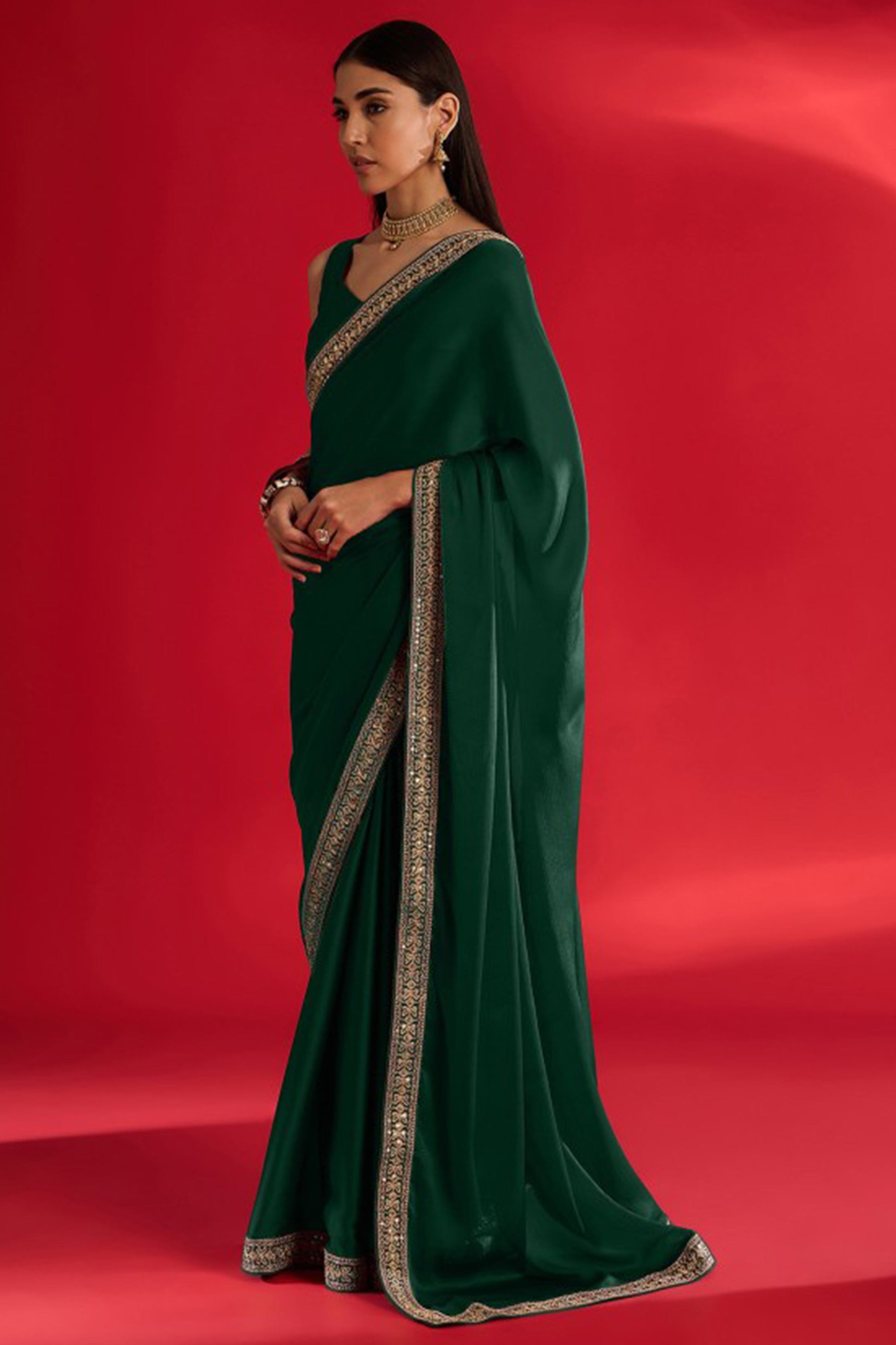 green-solid-with-embellished-bordered-georgette-sarees