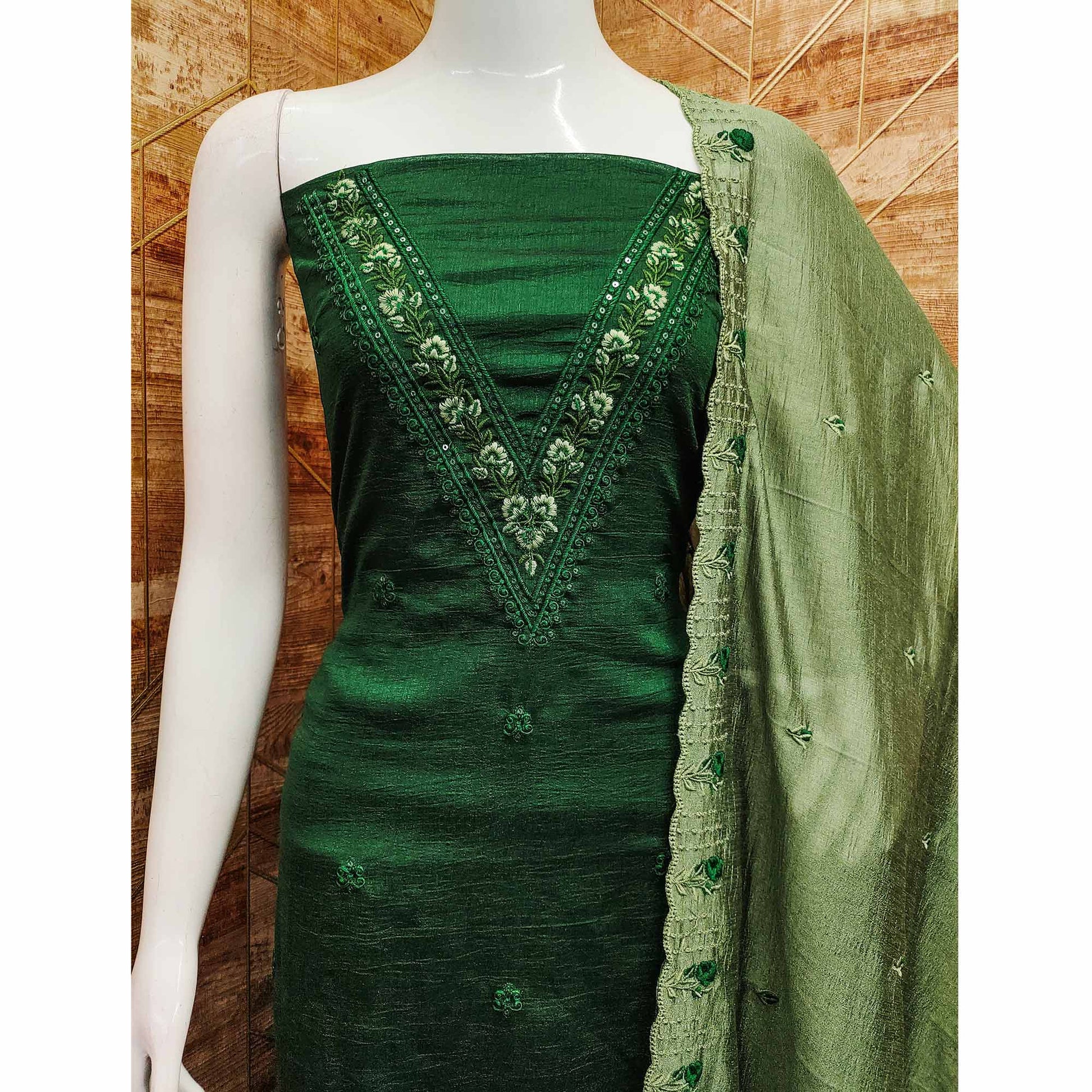 green-floral-emboidered-vichitra-silk-dress-material