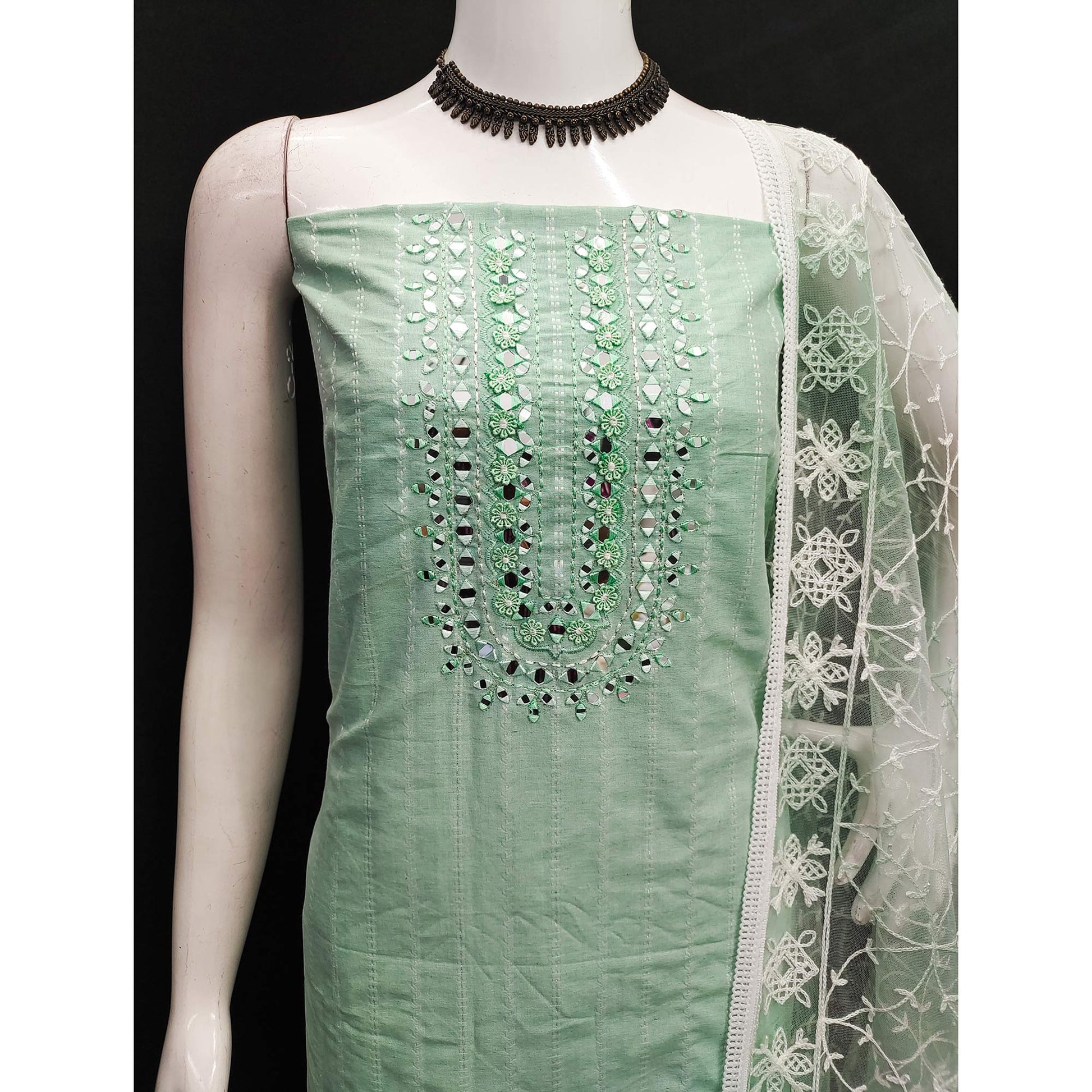 green-woven-pure-cotton-dress-material