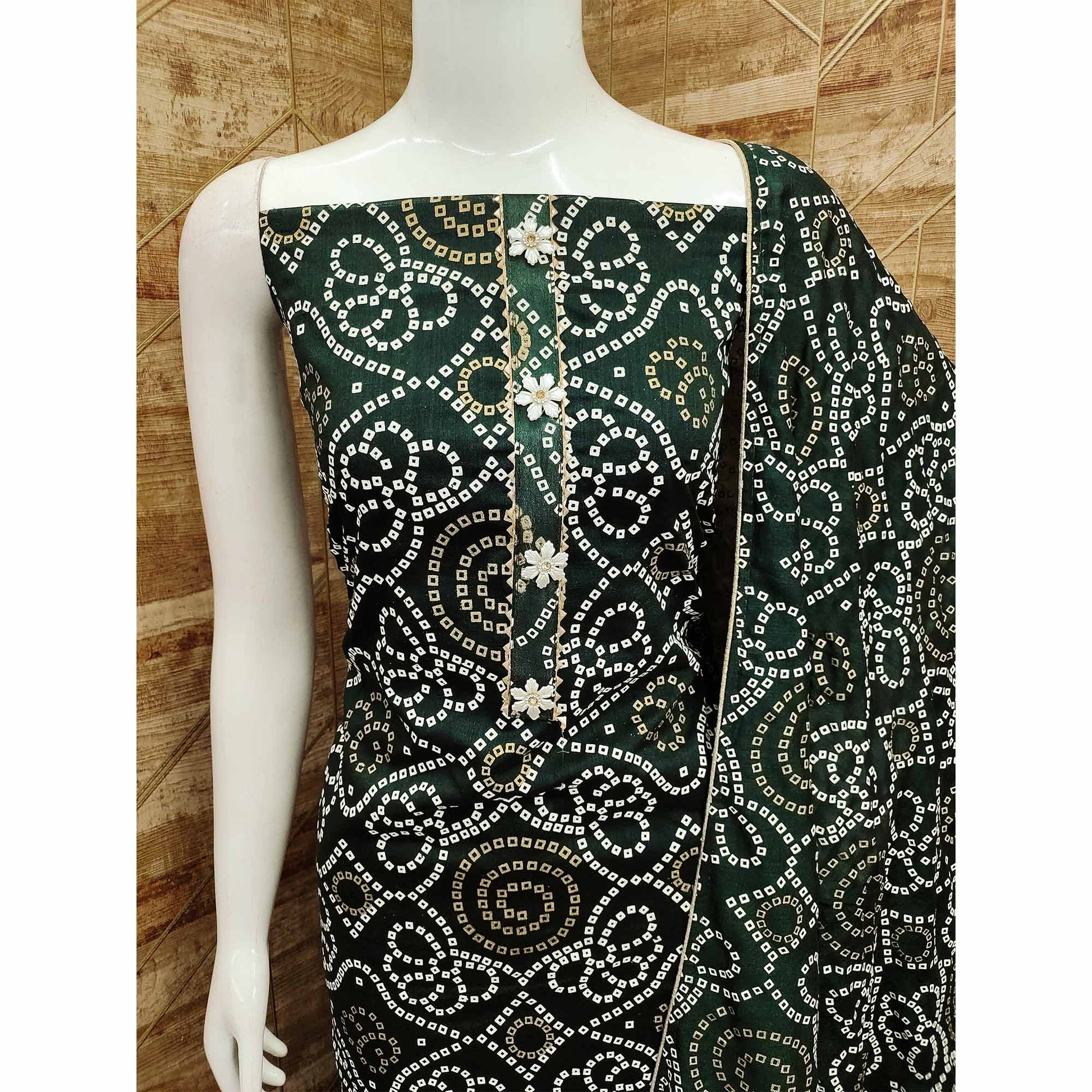 green-bandhani-printed-vichitra-silk-dress-material