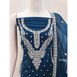 Morpich Floral Embroidered Georgette Dress Material