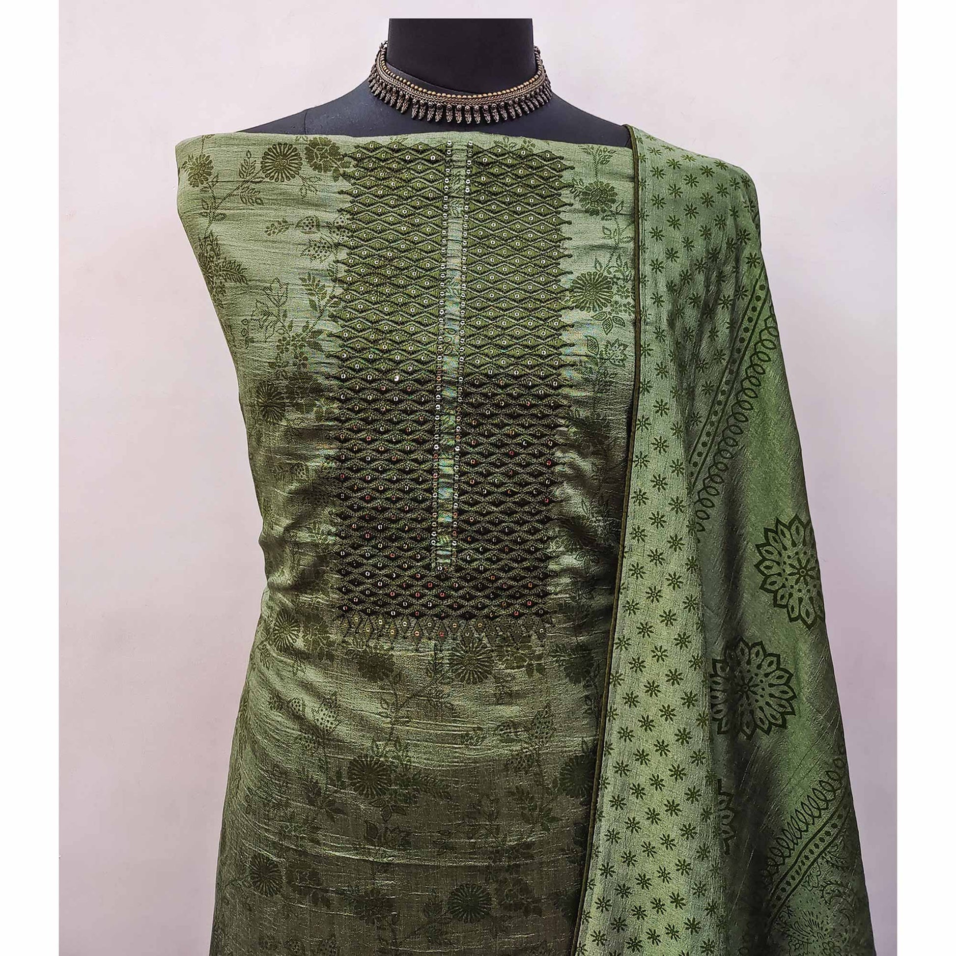 green-sequins-embroidered-vichitra-silk-dress-material-1