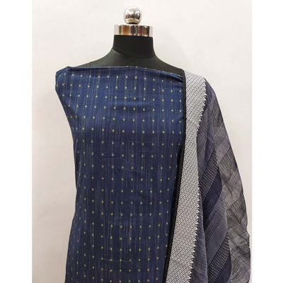 Blue Woven Pure Cotton Dress Material