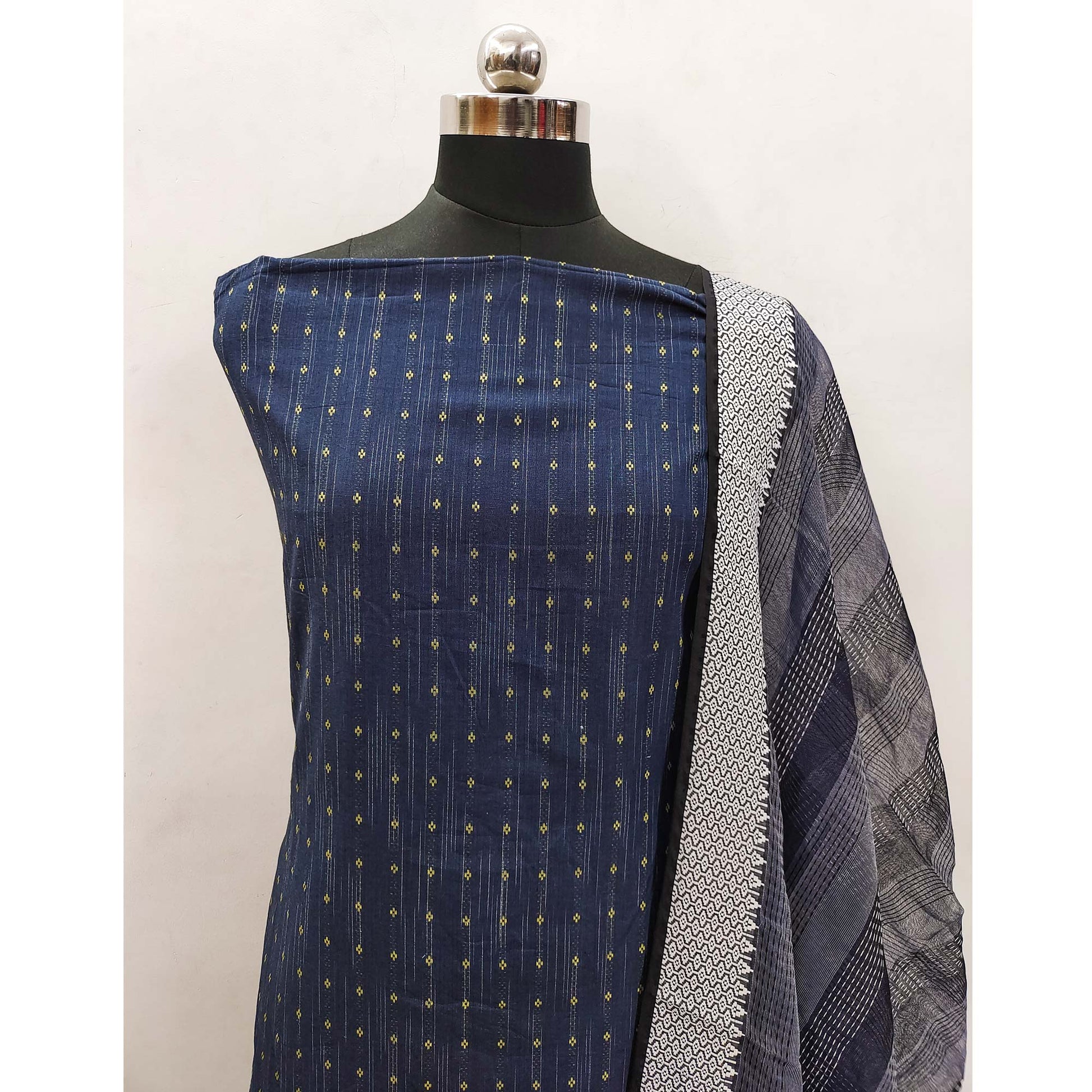 Blue Woven Pure Cotton Dress Material