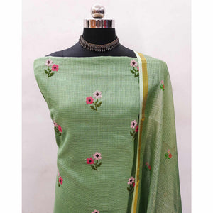 green-floral-embroidered-kota-doria-dress-material-3