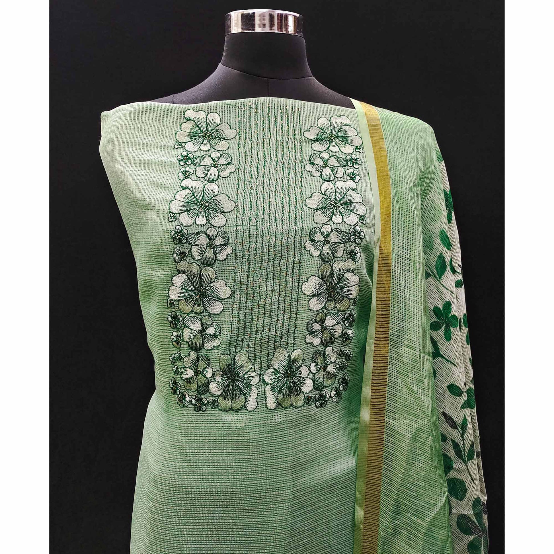 green-floral-embroidered-kota-doria-dress-material-2