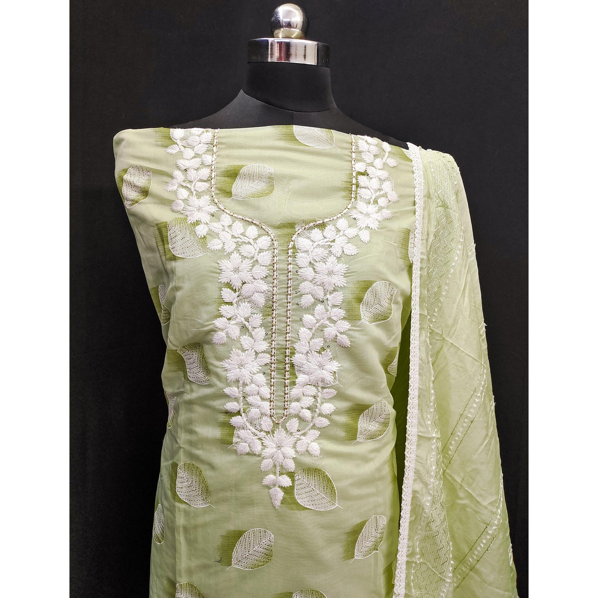 green-printed-chanderi-dress-material-1